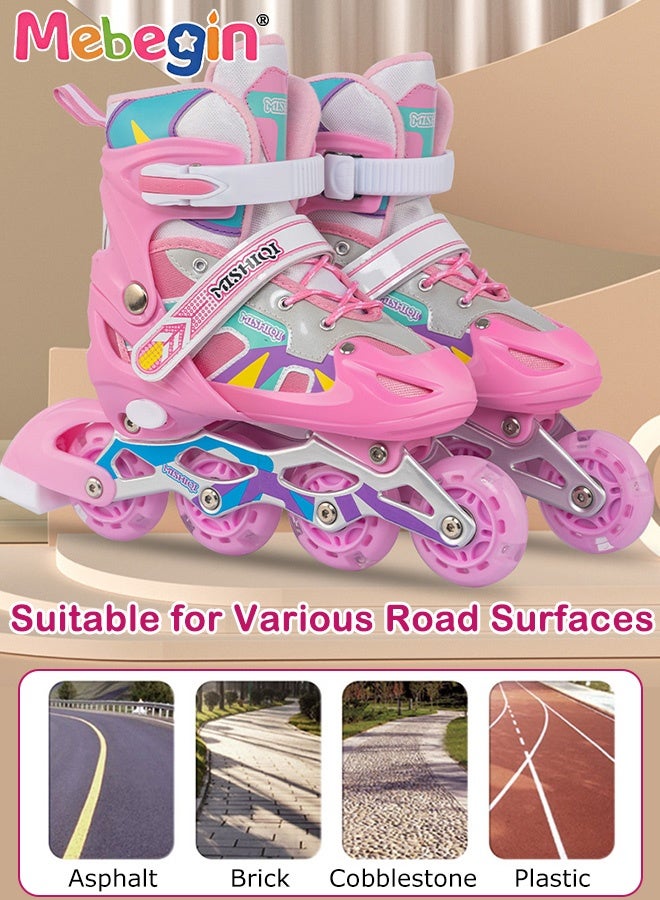 MEBEGIN Girls Roller Skates Set with Protective Gear and Helmet, Fashion Durable Roller Boots with Wear-resistant Flashing Wheels and Comfortable Interior, 4 Sizes Adjustable, Suitable for Girls and Youth Beginner, Perfect Gift for Girls - Image 2